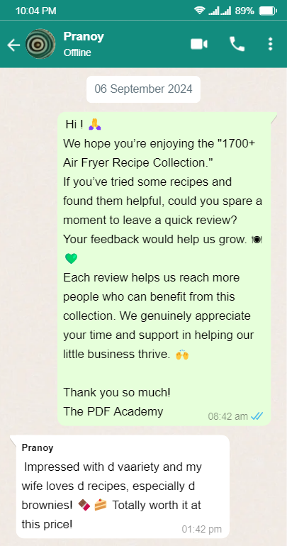 The PDF Academy Air fryer Cookbook customer review